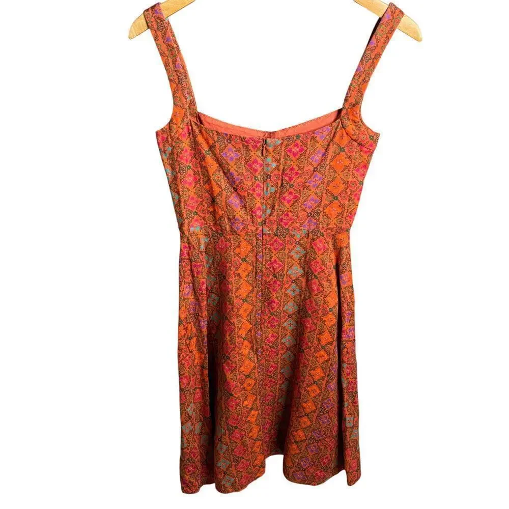 Saloni Rachel Printed Linen Mini Dress Red Size 2 - Picture 6 of 8